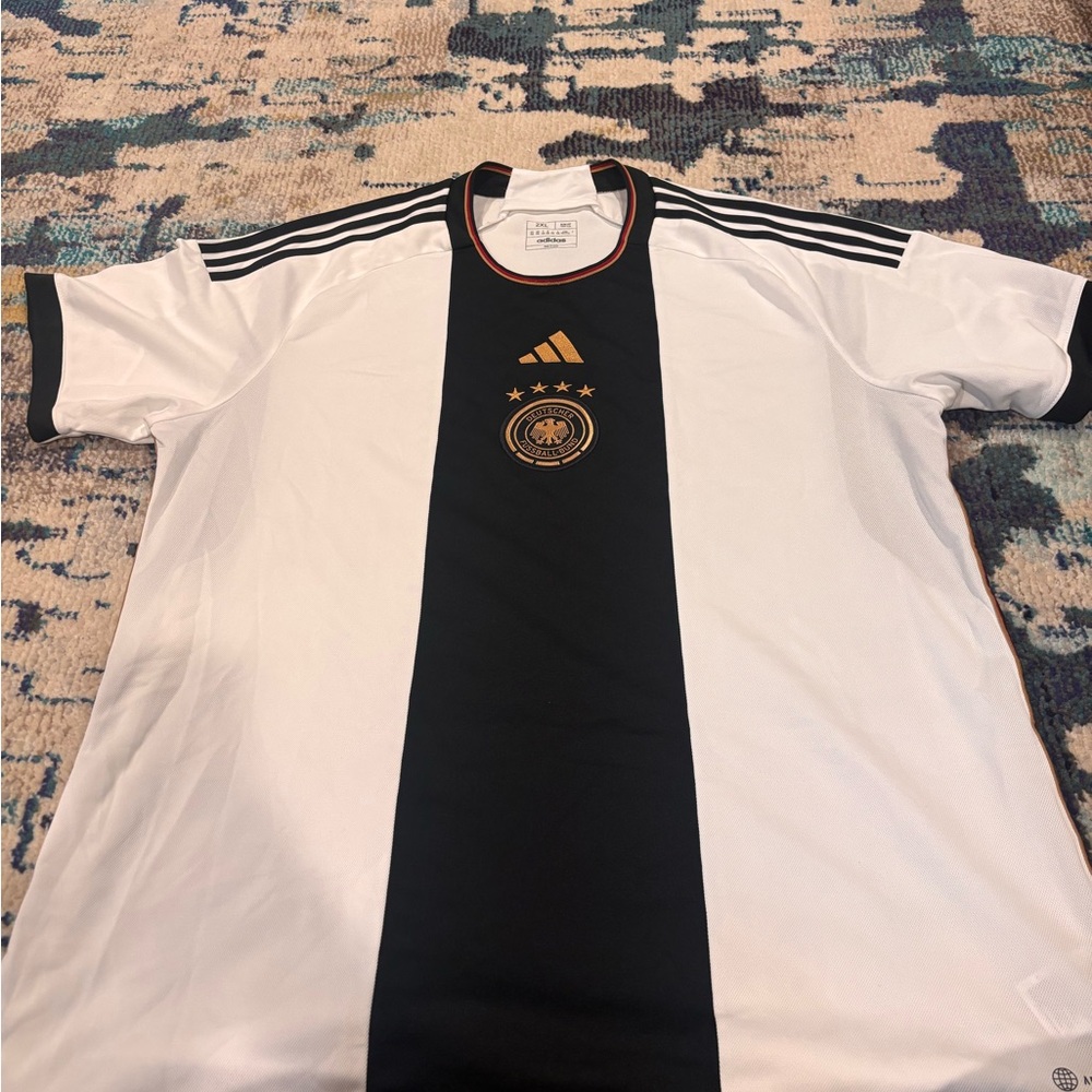 White and Black Adidas Soccer Jersey